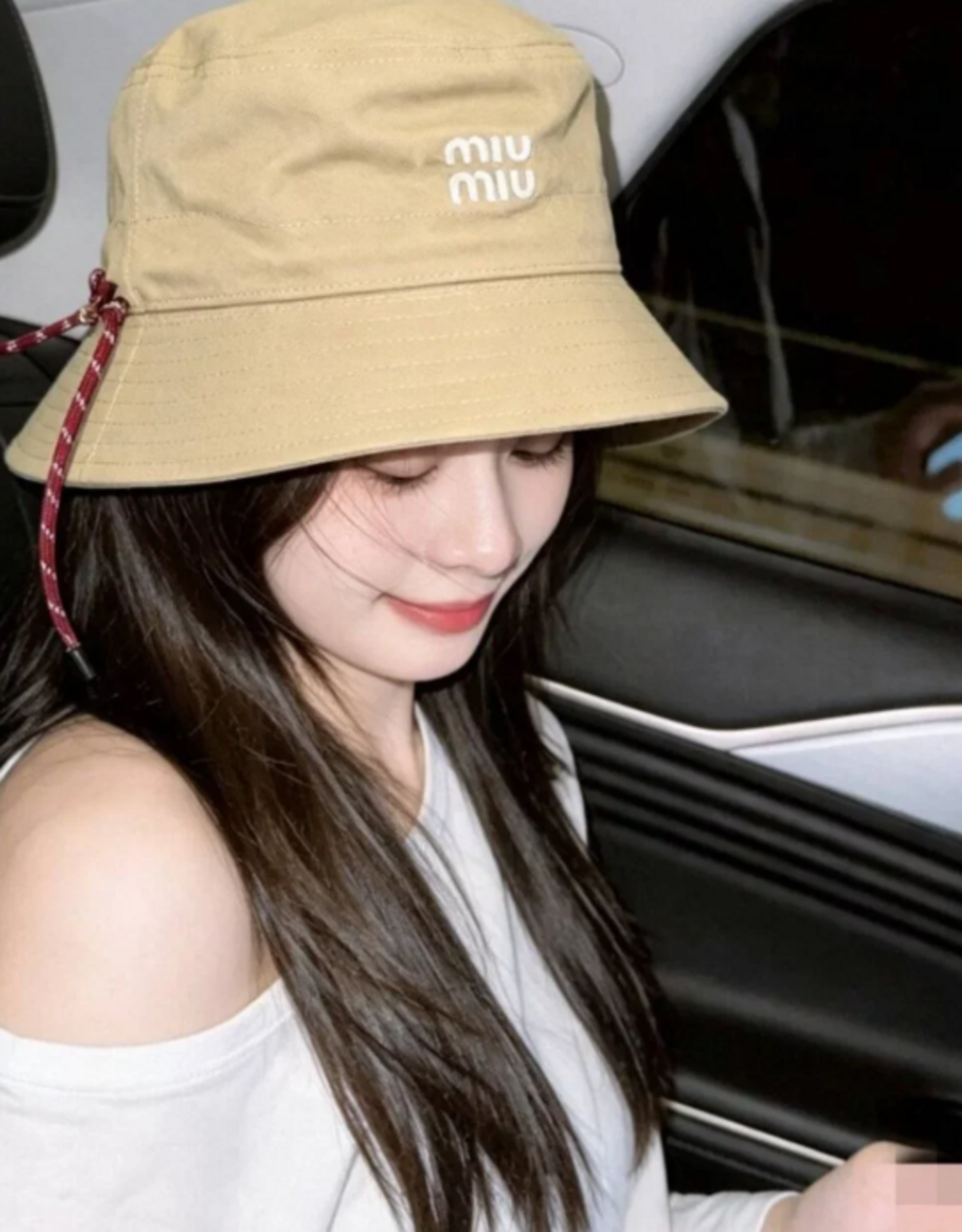 Miu Miu Beige Bucket Hat with Drawstring | Sun Hat - Picture 8 of 8